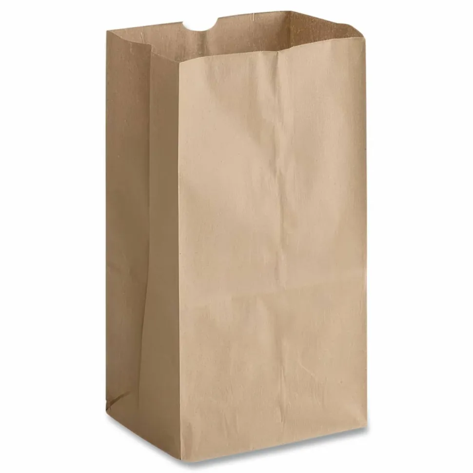 Ross & Wallace Paper Products Grocery Paper Bags, 25# Size, Heavy-Duty, 50# Basis Weight, 8.25" x 5.38" x 18", Kraft, 500/Bundle