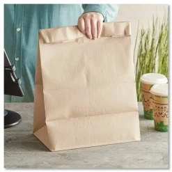 Ross & Wallace Paper Products Grocery Paper Bags, 1/6 BBL Size, 57# Basis Weight, 12" x 7" x 17", Kraft, 500/Bundle