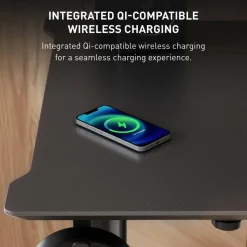 RS Gaming Chronos 66”W Height-Adjustable Gaming Desk with Integrated Power and Charging, Black, BIFMA Compliant
