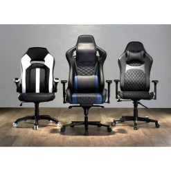 RS Gaming Davanti Vegan Leather High-Back Gaming Office Chair, Black/Blue, BIFMA Compliant