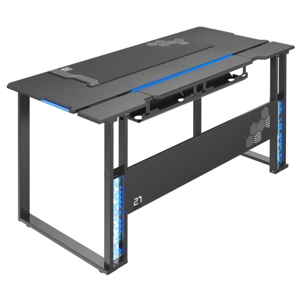 RS Gaming Mergence 60"W RGB Gaming Computer Desk With 10 Acoustic Panels, Black