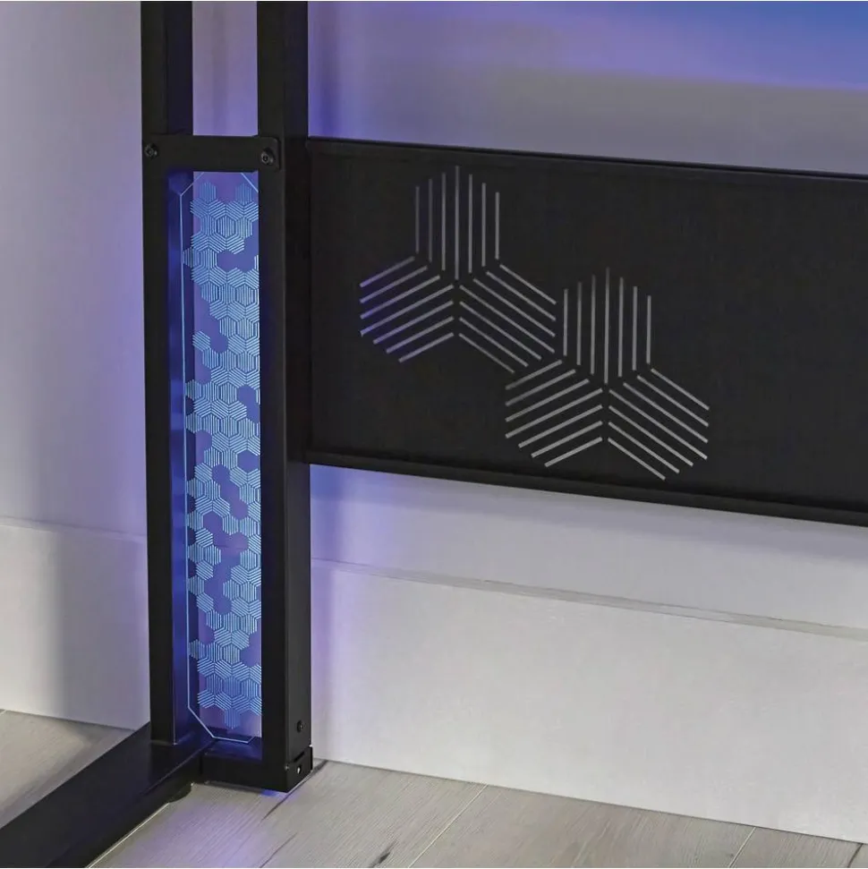 RS Gaming Mergence 60"W RGB Gaming Computer Desk With 10 Acoustic Panels, Black