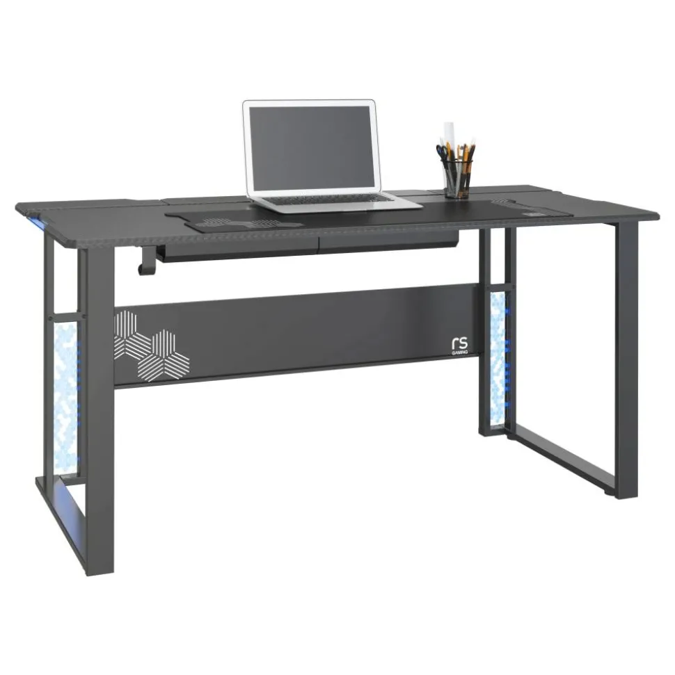 RS Gaming Mergence 60"W RGB Gaming Computer Desk With 10 Acoustic Panels, Black