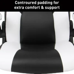 RS Gaming RGX Faux Leather High-Back Gaming Office Chair, Black/White, BIFMA Compliant