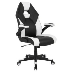 RS Gaming RGX Faux Leather High-Back Gaming Office Chair, Black/White, BIFMA Compliant