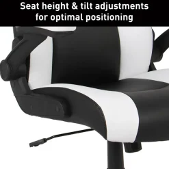 RS Gaming RGX Faux Leather High-Back Gaming Office Chair, Black/White, BIFMA Compliant