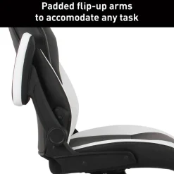RS Gaming RGX Faux Leather High-Back Gaming Office Chair, Black/White, BIFMA Compliant