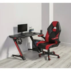 RS Gaming RGX Faux Leather High-Back Gaming Office Chair, Black/Red, BIFMA Compliant