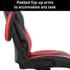 RS Gaming RGX Faux Leather High-Back Gaming Office Chair, Black/Red, BIFMA Compliant