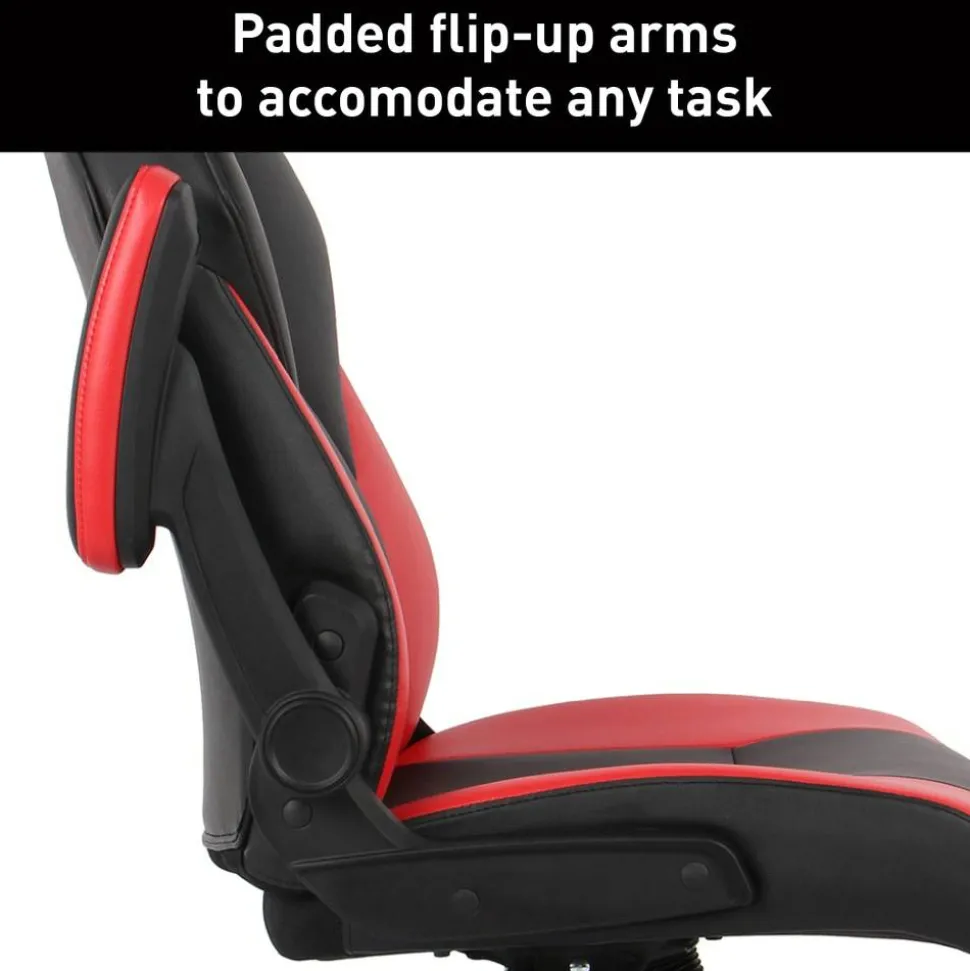 RS Gaming RGX Faux Leather High-Back Gaming Office Chair, Black/Red, BIFMA Compliant