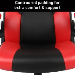RS Gaming RGX Faux Leather High-Back Gaming Office Chair, Black/Red, BIFMA Compliant