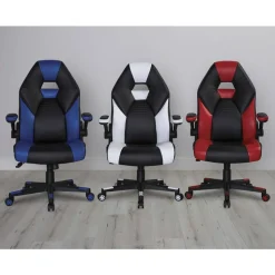 RS Gaming RGX Faux Leather High-Back Gaming Office Chair, Black/Red, BIFMA Compliant