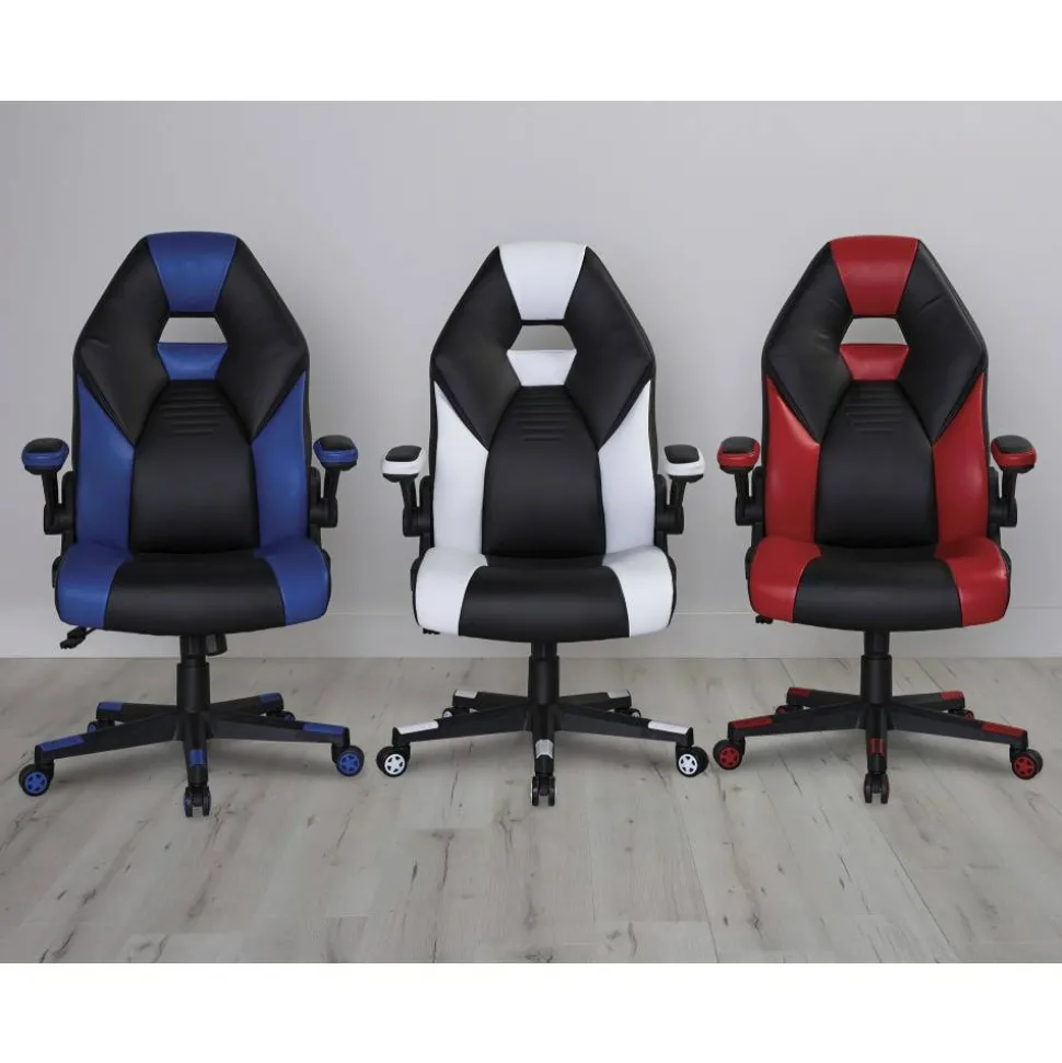RS Gaming RGX Faux Leather High-Back Gaming Office Chair, Black/Red, BIFMA Compliant