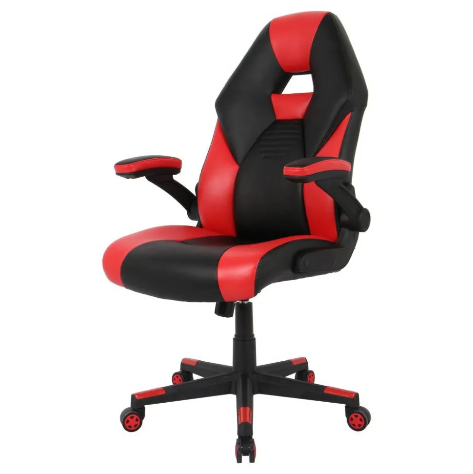 RS Gaming RGX Faux Leather High-Back Gaming Office Chair, Black/Red, BIFMA Compliant