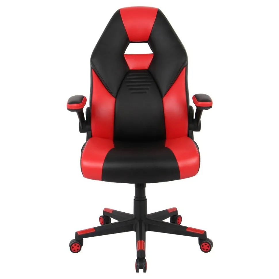 RS Gaming RGX Faux Leather High-Back Gaming Office Chair, Black/Red, BIFMA Compliant