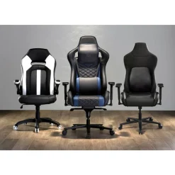 RS Gaming Vertex Ergonomic Faux Leather High-Back Gaming Office Chair, Black, BIFMA Compliant