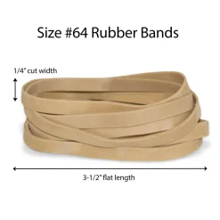 Rubber Bands, #64, 3-1/2" x 1/4", Crepe, 1/4 Lb. Bag, Approx 106 Per Bag