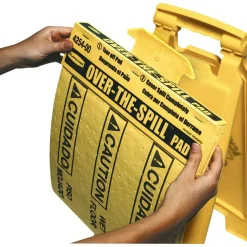 Rubbermaid Commercial Bilingual Over-The-Spill Pads, "Caution Wet Floor" And "cuidado Piso Mojado", Yellow, 25 Sheets Per Pad, Box Of 300 - 4254CT