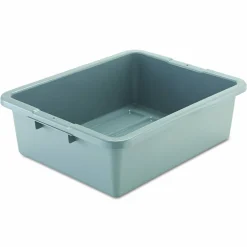 Rubbermaid Commercial Bus/Utility Box, 7.13 gal, 21.5" x 17.13" x 7", Gray