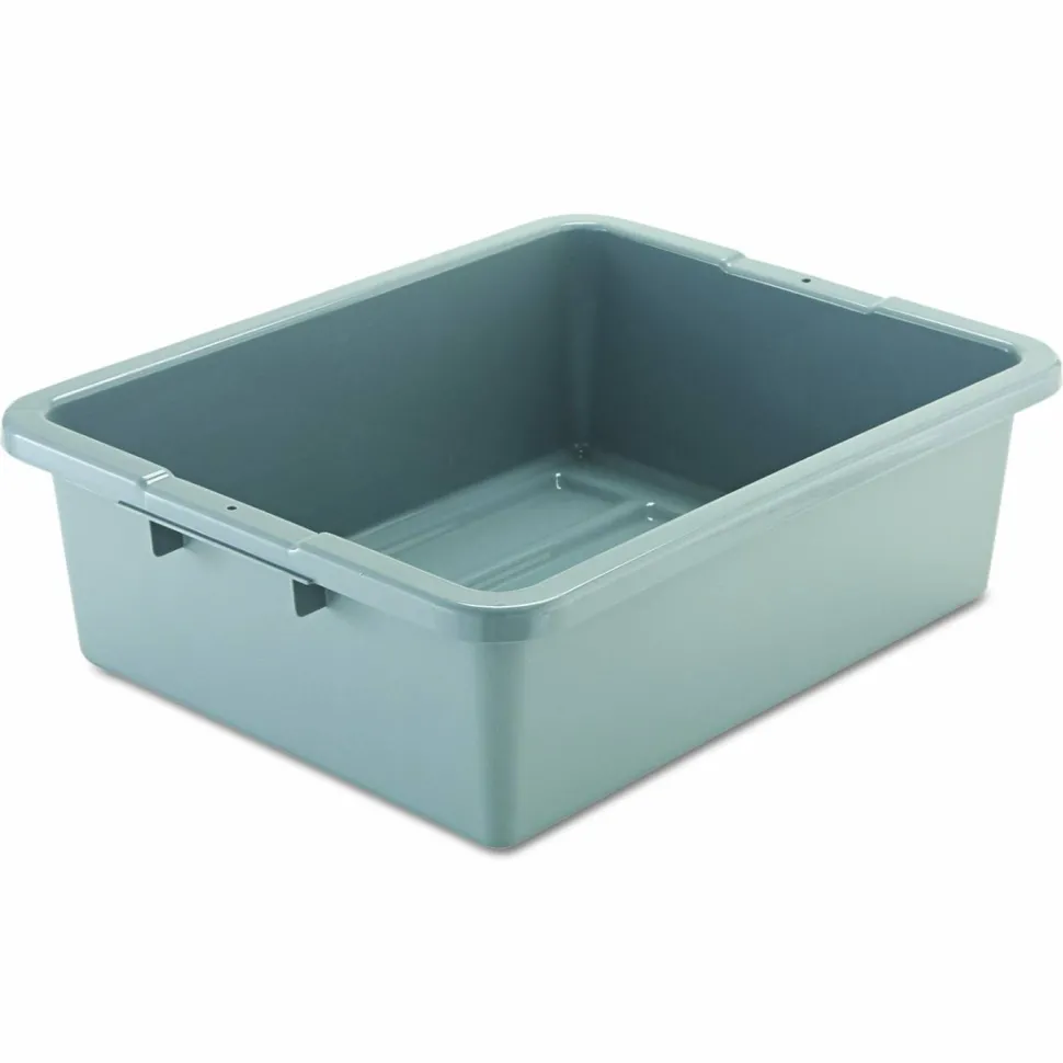 Rubbermaid Commercial Bus/Utility Box, 7.13 gal, 21.5" x 17.13" x 7", Gray