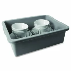 Rubbermaid Commercial Bus/Utility Box, 7.13 gal, 21.5" x 17.13" x 7", Gray