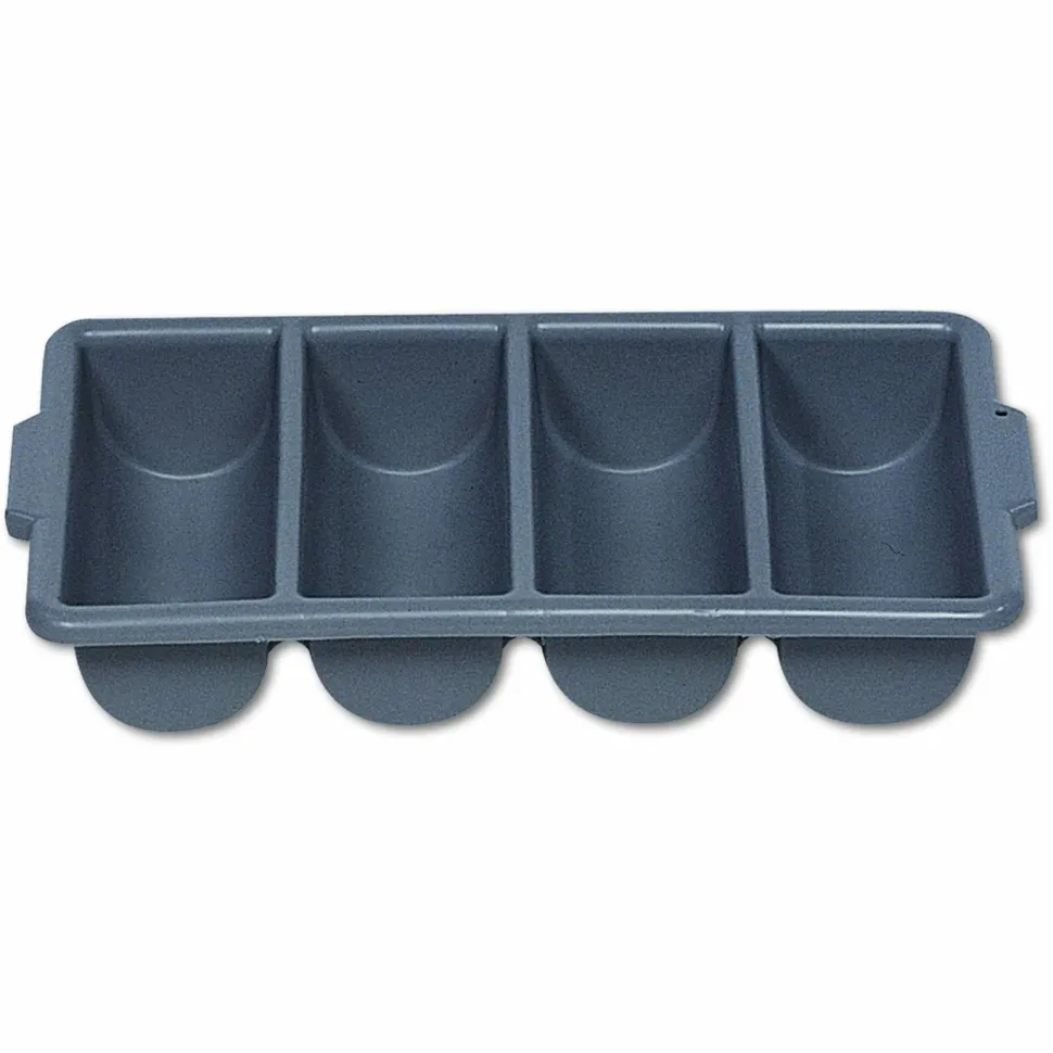 Rubbermaid Commercial Cutlery Bin, 4 Compartments, 11.5 x 21.25 x 3.75, Plastic, Gray