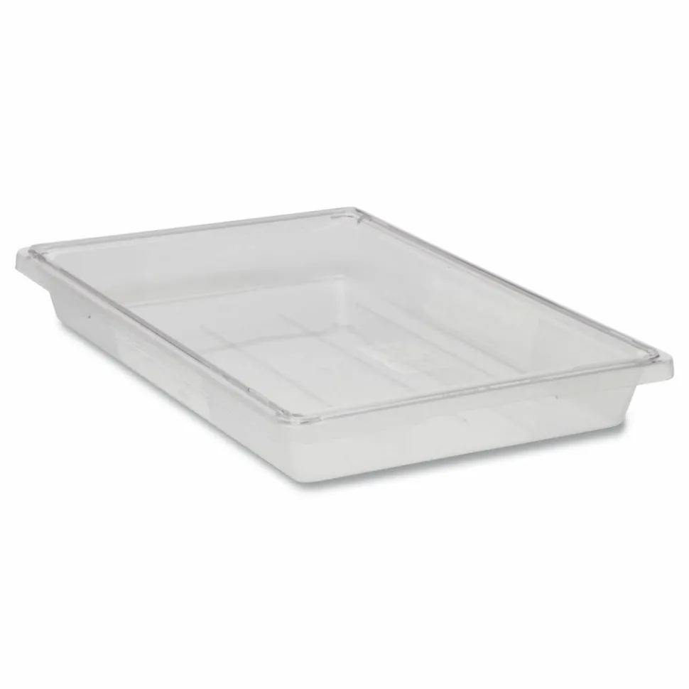 Rubbermaid Commercial Food/Tote Boxes, 5 gal, 26 x 18 x 3.5, Clear, Plastic