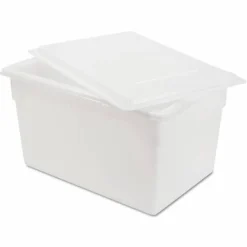 Rubbermaid Commercial Food/Tote Boxes, 21.5 gal, 26 x 18 x 15, White, Plastic