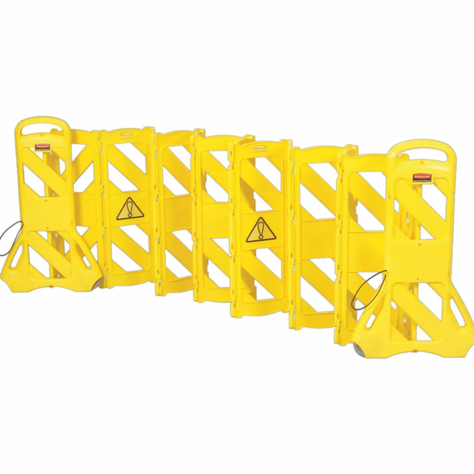 Rubbermaid Commercial Portable Mobile Safety Barrier, Plastic, 13ft x 40", Yellow