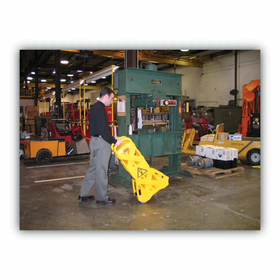 Rubbermaid Commercial Portable Mobile Safety Barrier, Plastic, 13ft x 40", Yellow