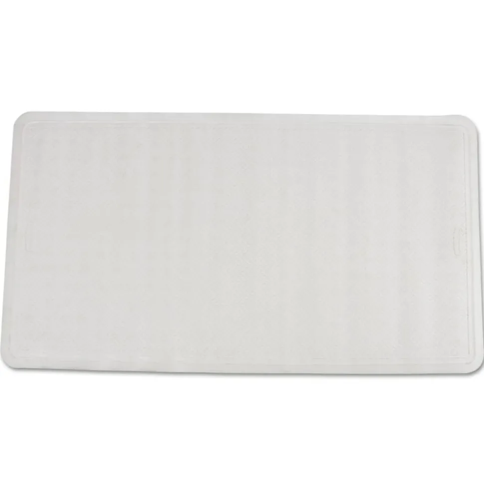Rubbermaid Commercial Safti-Grip Bath Mats, White Textured Surface, Suction-Cup Backing, 16" x 28"