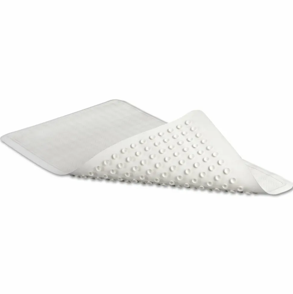 Rubbermaid Commercial Safti-Grip Bath Mats, White Textured Surface, Suction-Cup Backing, 16" x 28"