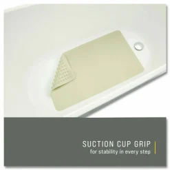 Rubbermaid Commercial Safti-Grip Bath Mats, White Textured Surface, Suction-Cup Backing, 16