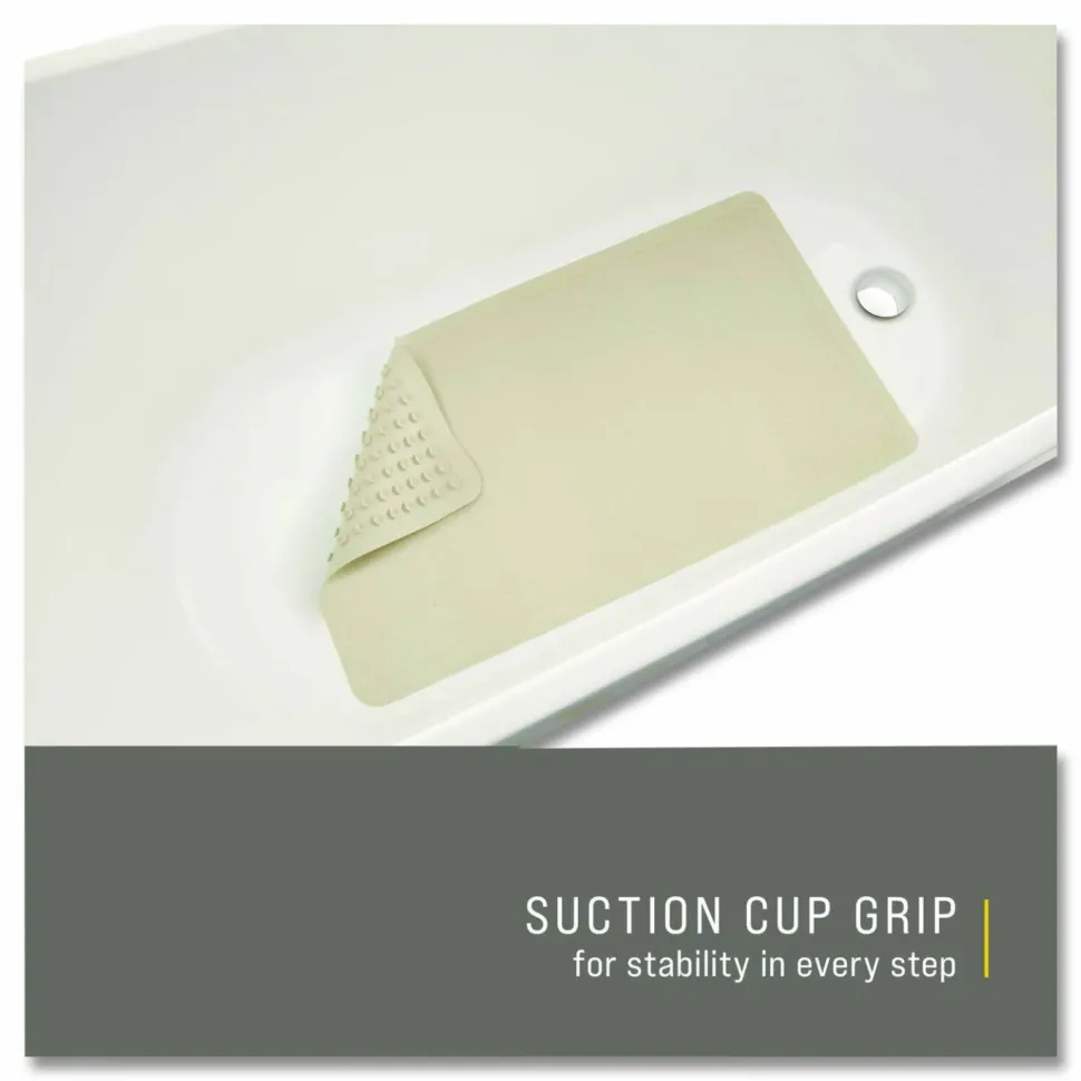 Rubbermaid Commercial Safti-Grip Bath Mats, White Textured Surface, Suction-Cup Backing, 16" x 28"