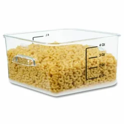 Rubbermaid Commercial SpaceSaver Square Containers, 4 qt, 8.8 x 8.75 x 4.75, Clear, Plastic