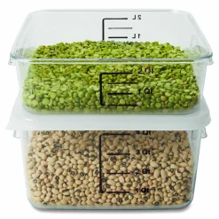 Rubbermaid Commercial SpaceSaver Square Containers, 4 qt, 8.8 x 8.75 x 4.75, Clear, Plastic