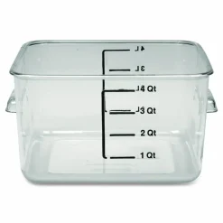 Rubbermaid Commercial SpaceSaver Square Containers, 4 qt, 8.8 x 8.75 x 4.75, Clear, Plastic