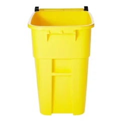 Rubbermaid Brute Square Plastic Rollout Container, 50-Gallons, Yellow