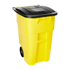 Rubbermaid Brute Square Plastic Rollout Container, 50-Gallons, Yellow