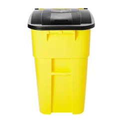 Rubbermaid Brute Square Plastic Rollout Container, 50-Gallons, Yellow