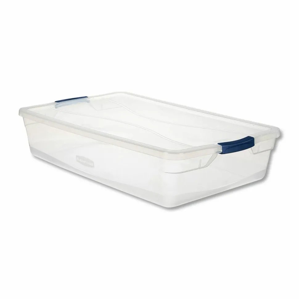 Rubbermaid Clever Store Basic Latch-Lid Container, 10.25 gal, 17.75" x 29" x 6.13", Clear
