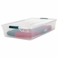 Rubbermaid Clever Store Basic Latch-Lid Container, 10.25 gal, 17.75" x 29" x 6.13", Clear