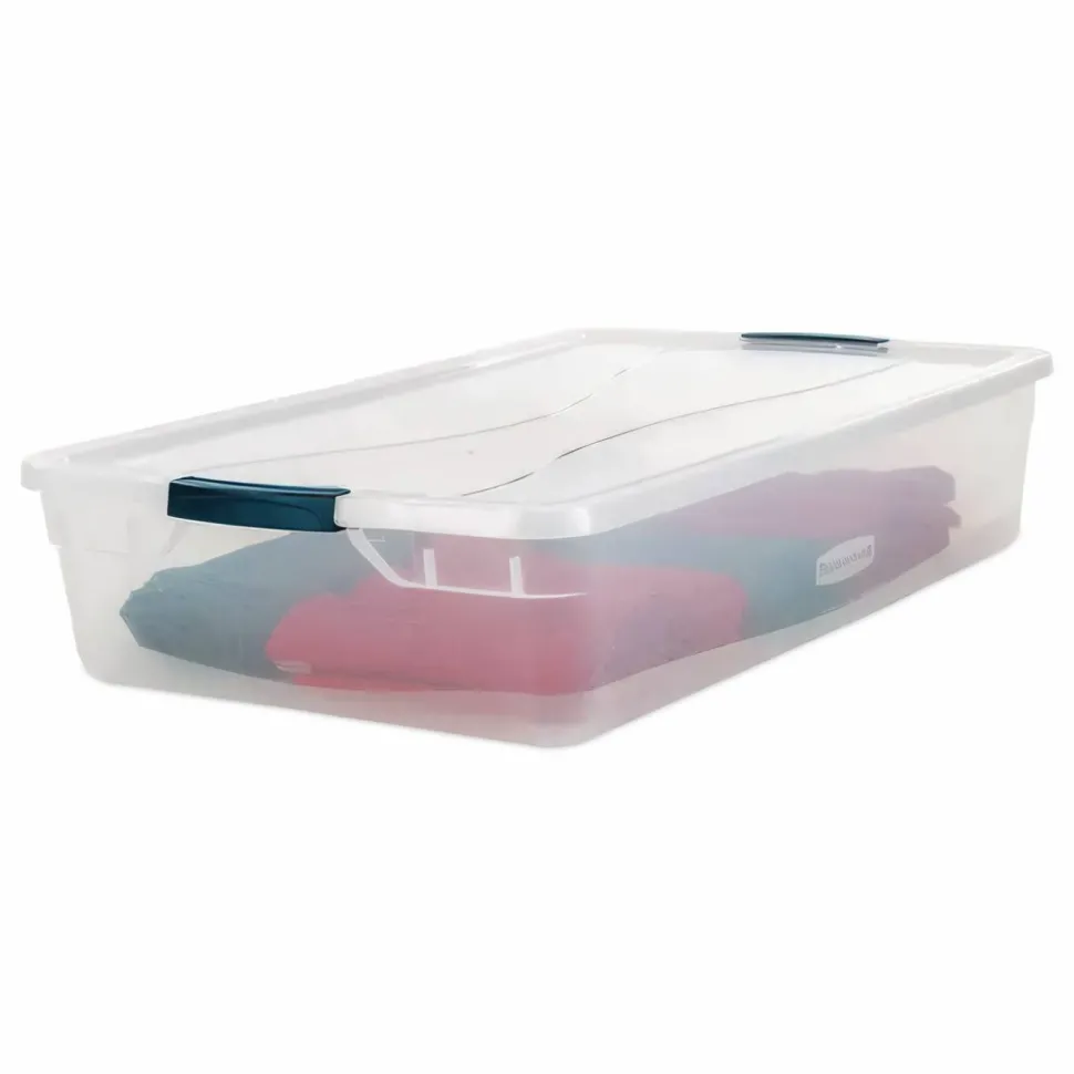 Rubbermaid Clever Store Basic Latch-Lid Container, 10.25 gal, 17.75" x 29" x 6.13", Clear