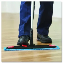 Rubbermaid Commercial Adaptable Flat Mop Kit, 19.5 x 5.5 Blue Microfiber Head, 48
