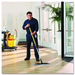 Rubbermaid Commercial Adaptable Flat Mop Kit, 19.5 x 5.5 Blue Microfiber Head, 48