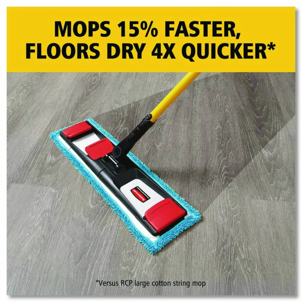 Rubbermaid Commercial Adaptable Flat Mop Kit, 19.5 x 5.5 Blue Microfiber Head, 48" to 72" Yellow Aluminum Handle