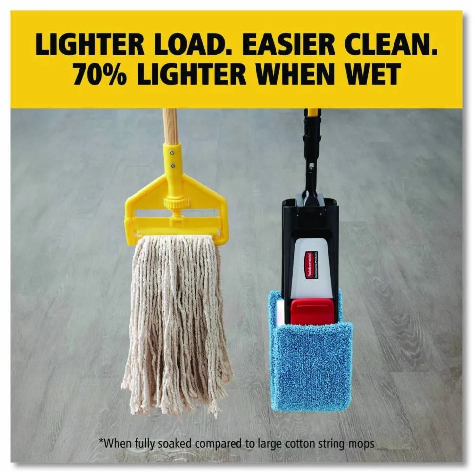 Rubbermaid Commercial Adaptable Flat Mop Kit, 19.5 x 5.5 Blue Microfiber Head, 48" to 72" Yellow Aluminum Handle