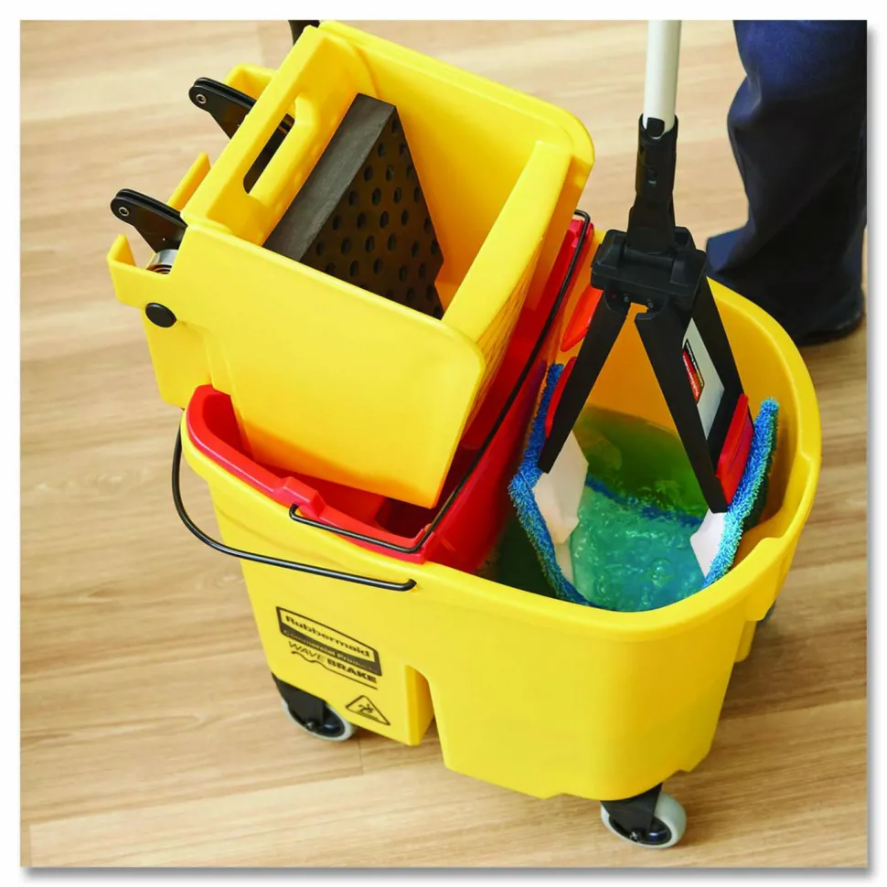 Rubbermaid Commercial Adaptable Flat Mop Kit, 19.5 x 5.5 Blue Microfiber Head, 48" to 72" Yellow Aluminum Handle