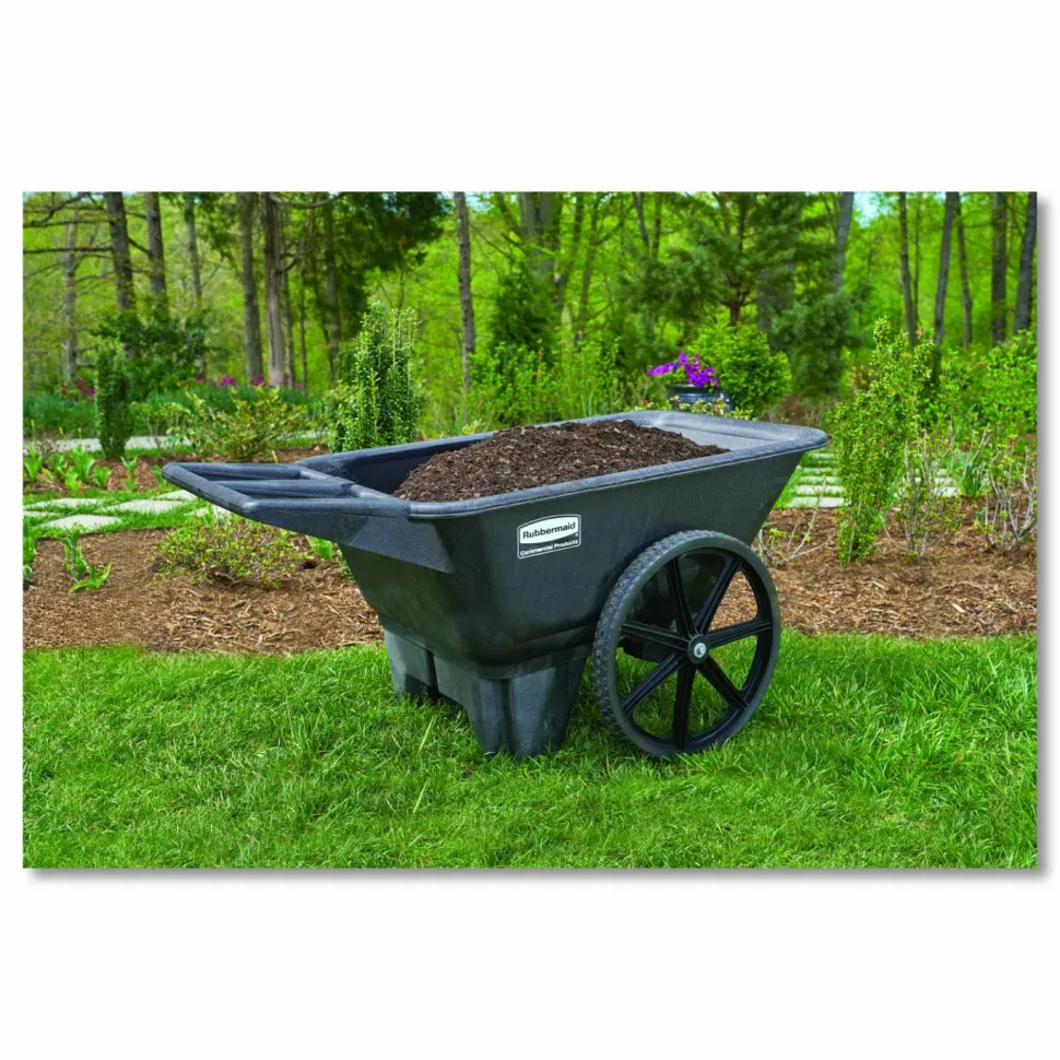 Rubbermaid Commercial Big Wheel Agriculture Wheelbarrow, 300 lb Capacity, 32.75" x 58" x 28.25", Black