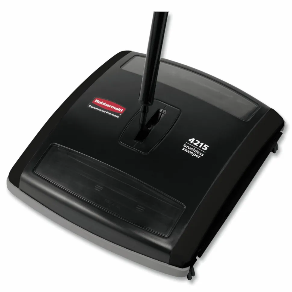 Rubbermaid Commercial Brushless Mechanical Sweeper, 44" Handle, Black/Yellow
